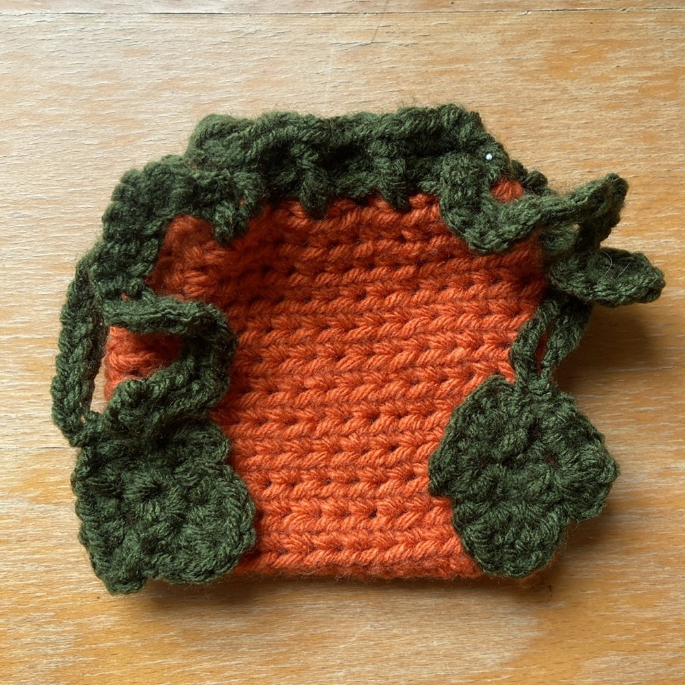 Handmade Crochet Pumpkin and Jack-o-lantern Drawstring Bags - Picture 4 of 5
